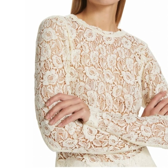 7 for All Mankind Guipure Lace Wool Blend Sweater Size Small New NWT - Picture 1 of 12